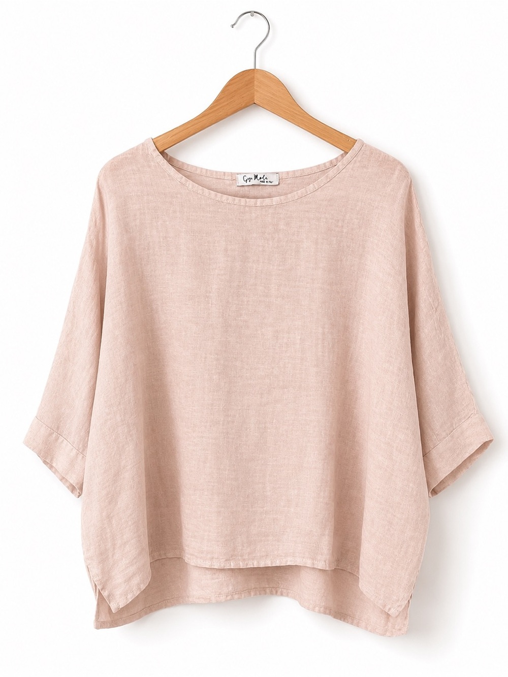 Gigi Moda Made in Italy Linen Oversized Blush Pink Top